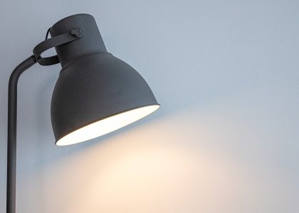 Photo Industrial Chrome Floor Lamp
