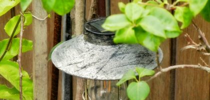Photo touch control outdoor lantern travertine finish