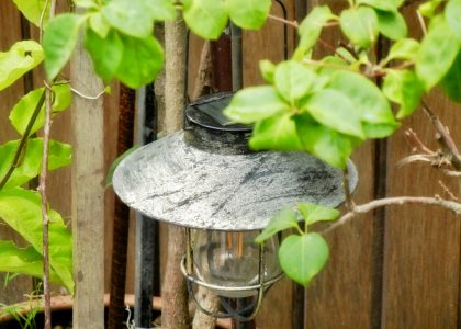 Photo touch control outdoor lantern travertine finish